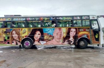 Kerala: Buses painted with posters of Sunny Leone and Mia Khalifa.