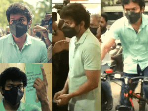 Thalapathy Vijay makes his way to cast his TN election 2021 vote on a bicycle; viral pics and videos