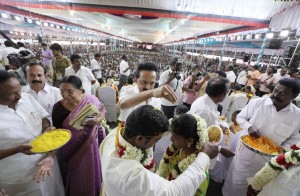 DMK Working President MK Stalin in the mass marriage of 117 couples in Erode
